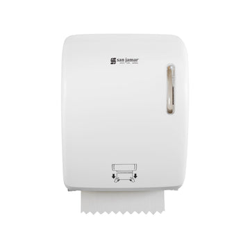 Timeless Hands-Free Mechanical Paper Towel Dispenser by San Jamar – Plastic, White, Model T7200WH
