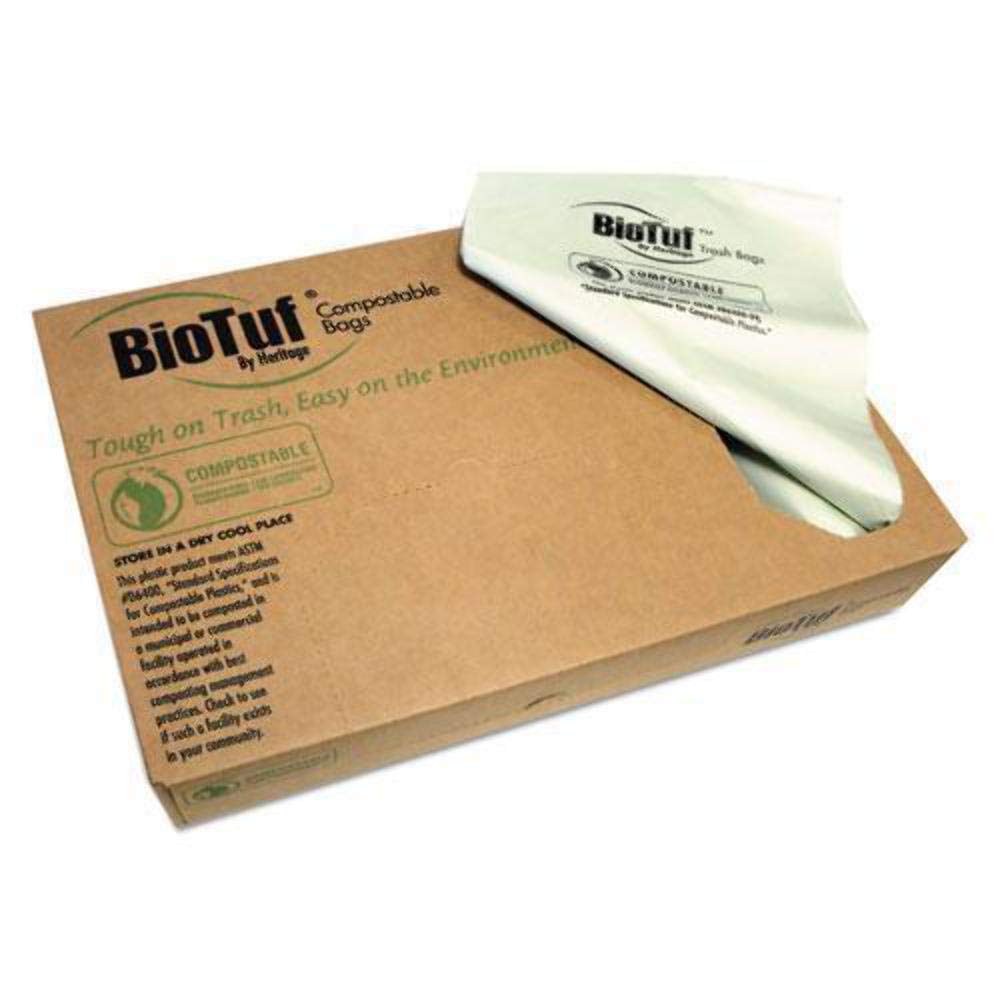 biotuf compostable can liners by Heritage – 1 Count (Pack of 1), 60.0 gallons, Bamboo, Green, Model Y7658TE R01