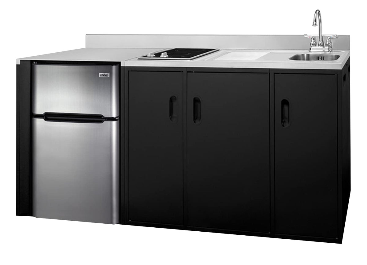CK72ADASINKR 72 Wide All-In-One Kitchenette by Summit Appliance – 12.25 x 13.75 inches, 3.2 cubic_feet, Glass, Black