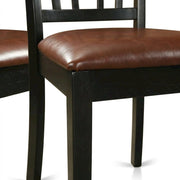 Solid Wood Faux Leather-Upholstered Dining Chairs Set of by Furnifact – Wood, Black, Pack of 2