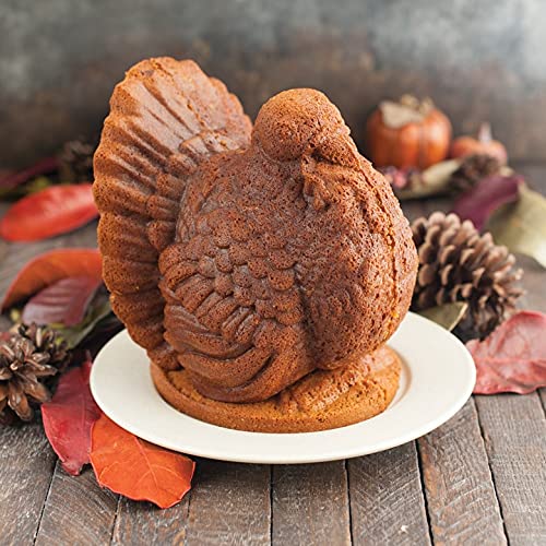 3-D Turkey Baking Pan by Nordic Ware – Medium, 8.0 inches, Aluminum, Bronze, Model 52348