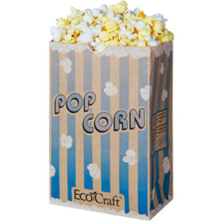 300612 EcoCraft Theater Popcorn Bag with Blue Stripe Design by Bagcraft Papercon – One Size, Paper, Blue, Pack of 500, Model BGC 300612