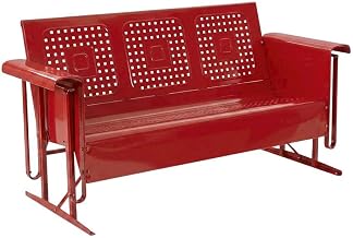 Bates Sofa Glider Red for Outdoor Seating, Stylish 3-Piece Patio Furniture, Comfortable Cushioned Design, Durable Steel Frame, All-Weather Finish