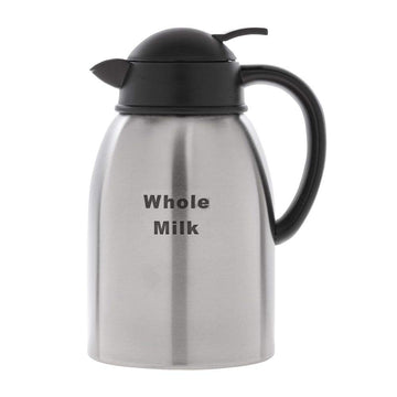 Coffee Cream Server 1.9 L Stainless Steel Etched with Whole Milk Imprint by HUBERT – 64.2 Ounces, 1.9 liters, Stainless Steel, Gray, Model SA19X-S06
