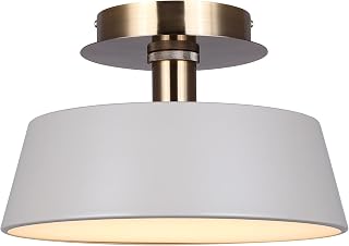 Canarm Jessa 13-Inch LED Flush Mount Ceiling Light, Matte Grey and Gold Finish, Integrated Dimmable LED, Modern Lighting for Bedroom, Kitchen or Hallway