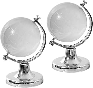 2pcs Crystal Globe Decor Elegant Desktop World Map Handicraft for Home Office for Festivals and Special Occasions