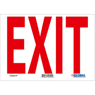 Exit Sign by Global Industrial – 10''W x 7''H, Pressure Sensitive Vinyl, Model GLOM24P