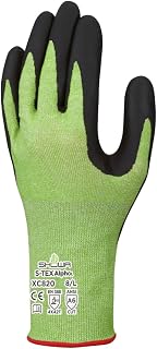 SHOWA TEX Alpha XC820 Cut Resistant Work Gloves, 18-Gauge Tungsten Knit Liner, Microporous Nitrile Palm Grip, Touch Screen Compatible, ANSI Cut A6 Safety Gloves, Small, 12-Pack