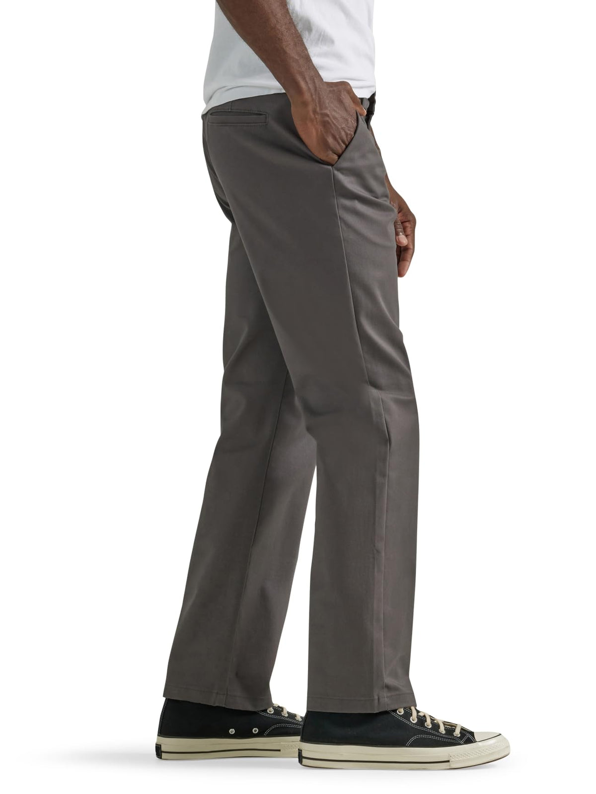 Men's Flat Front Relaxed Straight Pant by Lee – Cotton Blend, Charcoal, Model 112339655
