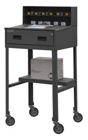16 Gauge Steel Half Shelf Mobile Shop Desk with Half Shelf by Durham – 50" H x 30" L x 20" W, Steel, Grey, Model MSD-2023-95