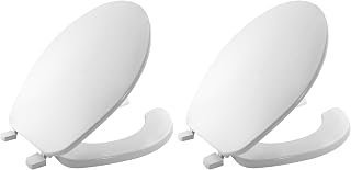 Bemis 75 000 Commercial Open Front Toilet Seat with Cover, ROUND, Plastic, White (Pack of 2)