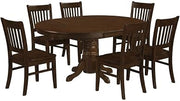 Furnifact Solid Wood Oval Dining Table 7 Piece Set with Butterfly Leaf and Wood Seat Chairs, Kitchen Dining Room Table with Chairs, Espresso