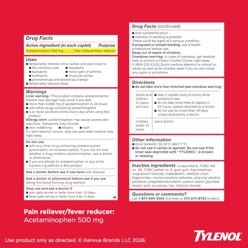 Tylenol 200 Count / Red / 200 Acetaminophen