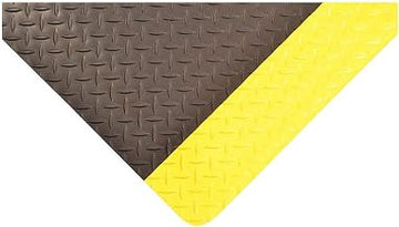 Notrax Antifatigue Mat, 7 ft. L x 3 ft. W, 1" Thickness, Vinyl, Diamond Plate, Black/Yellow - 1 Each
