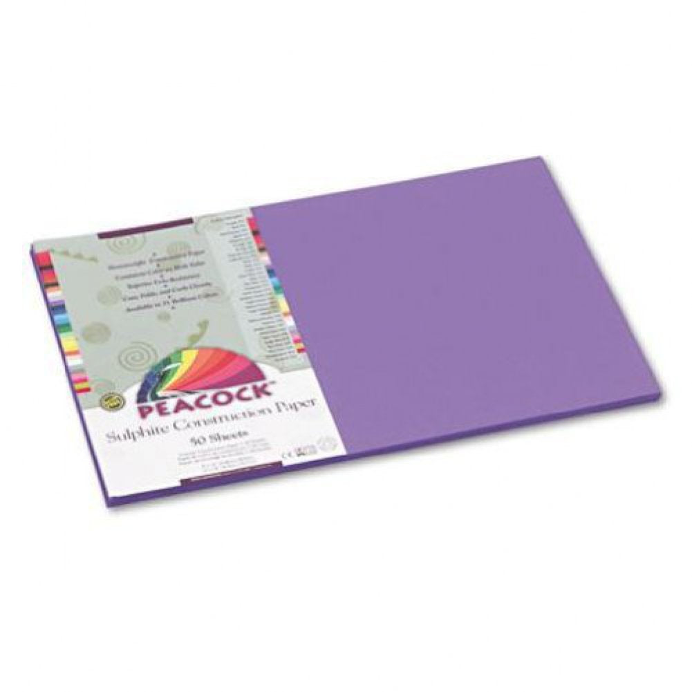 P7212 Peacock Sulphite Construction Paper by Pacon – 12 x 18, Paper, Violet, Model PACP7212