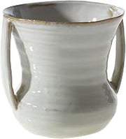 Ceramic Vase with Handles Ivory - 5 1/4"L x 4 3/4"W x 4 3/4"H