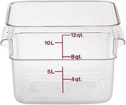Cambro Camwear 12SFSCW135 Polycarbonate Square Food Storage Container, 12 Quart, 6 Pack