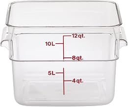 Cambro Camwear 12SFSCW135 Polycarbonate Square Food Storage Container, 12 Quart, 6 Pack
