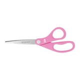 8-Inch Pink Ribbon Stainless Steel Scissors For Office and Home by Westcott – 8 W in, Stainless Steel, Pink, Model 15387