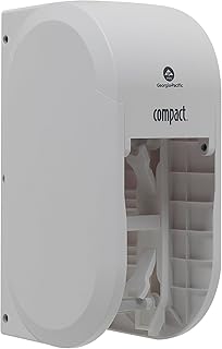 Georgia-Pacific Compact 2-Roll Vertical Coreless High-Capacity Toilet Paper Dispenser by GP PRO, White, 56767A, 6.000” W x 6.500” D x 13.500” H