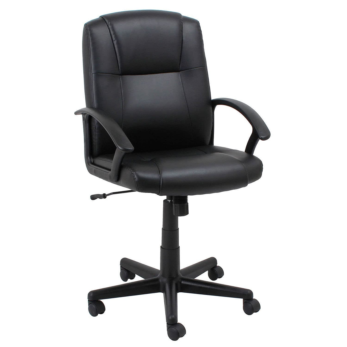 Executive Chair with Mid Back & Fixed Arms by Global Industrial – Leather, Black, Model 80318M-ANT