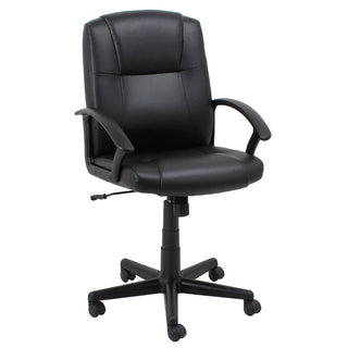Executive Chair with Mid Back & Fixed Arms by Global Industrial – Leather, Black, Model 80318M-ANT