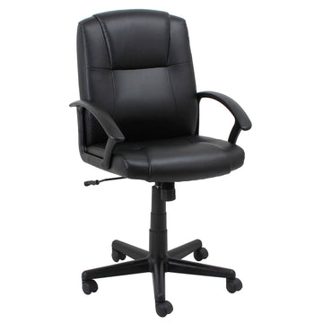 Executive Chair with Mid Back & Fixed Arms by Global Industrial – Leather, Black, Model 80318M-ANT