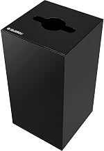 Global Industrial Square Recycling Can with Mixed Recycling Lid, 36 Gallon, Black
