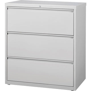 36" Wide Three-Drawer Lateral File - Gray by Hirsh Industries – 36" W x 40.25" H x 18.63" D, Metal, Light Gray, Model 14987