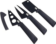 Kuhn Rikon COLORI+ Non-Stick Cheese Knife Set with Safety Sheaths, Set of 3, Black