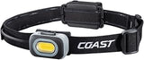 Coast RL10 560 Lumen Dual Color LED Headlamp with Flood and Spot Beams, Variable Light Control, C.O.B., Alkaline Dual Power, Non-Slip Band, 3 x AAA Included