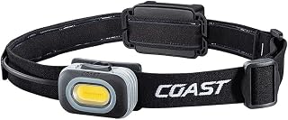 Coast RL10 560 Lumen Dual Color LED Headlamp with Flood and Spot Beams, Variable Light Control, C.O.B., Alkaline Dual Power, Non-Slip Band, 3 x AAA Included