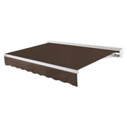 24' Destin Left Motor (24' x 10') Retractable Patio Awning by Awntech – (24'W x 10'P), Acrylic Linen, Brown, Model DTL24-BR