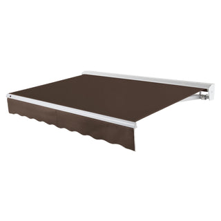 24' Destin Left Motor (24' x 10') Retractable Patio Awning by Awntech – (24'W x 10'P), Acrylic Linen, Brown, Model DTL24-BR