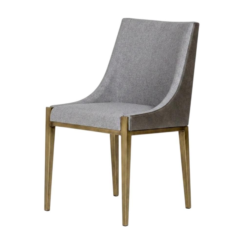 Grey and Brass Dining Chair by Starlight Canyon Home – Fabric, Metal, Grey