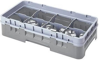 Cambro 8HS638-151 6-7/8-Inch Camrack Polypropylene Stemware and Tumbler Glass Rack with 8 Compartments, Half Size, Soft Gray
