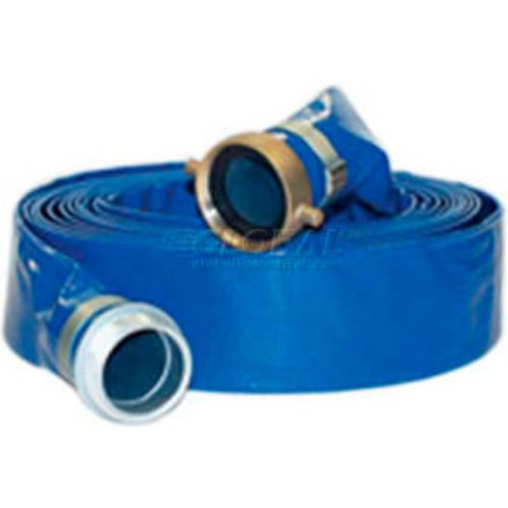 2" x 25' Blue PVC Lay-Flat Discharge Hose with Aluminum Pin Lug Fittings by Apache – 2" x 25', PVC (Polyvinyl Chloride), Blue, Model 98138040