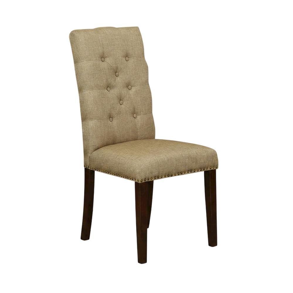 Fabric-Upholstered Parsons Dining Chair with Mahogany Legs by Furnifact – Wood, Mahogany, Pack of 2