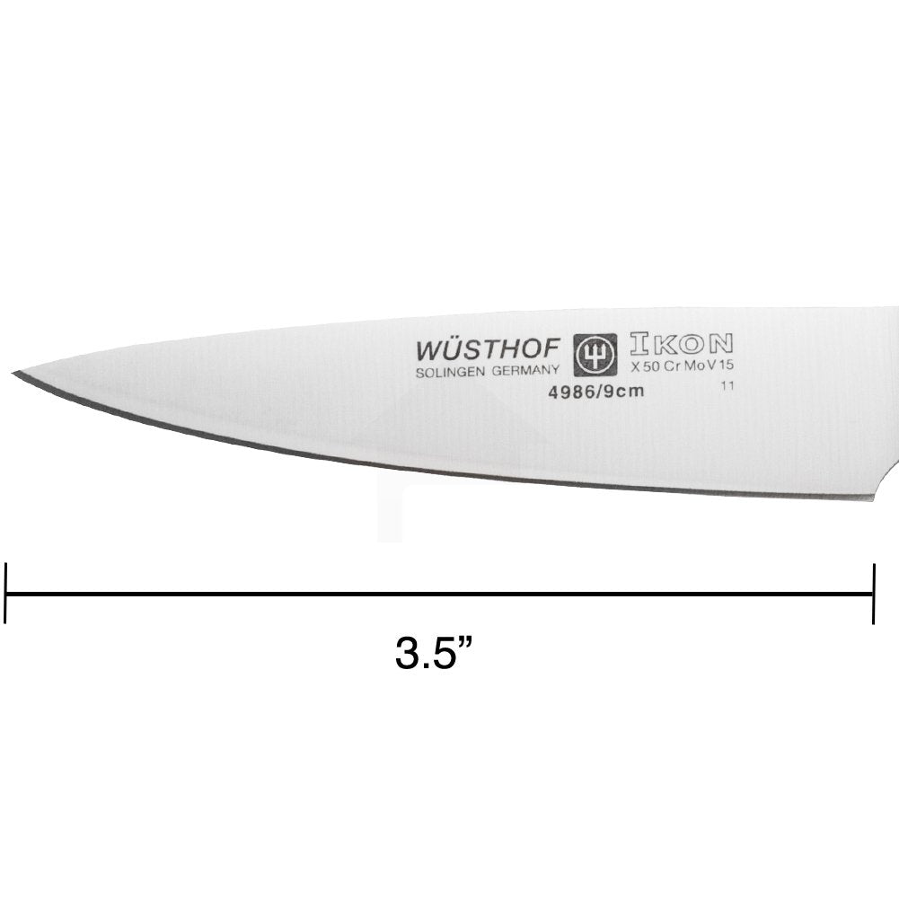 IKON 3½" Paring Knife by Wüsthof – 3.5", Stainless Steel, Brown, Model 4986/09