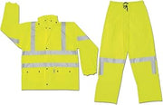 MCR Safety 5182L Luminator Class 3 Stretch Polyurethane/Cotton-Polyester Blend 2-Piece Suit with Roll-Up Hood and 3M Reflective Material, Fluorescent Yellow, Large