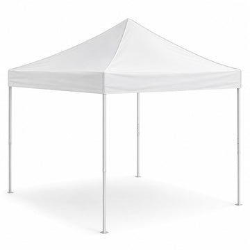 Glownary Equipment 10' x 10' Pop-Up Canopy Tent – White, Steel Frame, Straight Leg, Portable with Carrying Bag