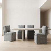 Solid Wood Upholstered Dining Chair with Castors by Starlight Canyon Home – Solid Hardwood,Plywood, Grey, Pack of 4