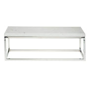 Cerve Collection Chrome Display Riser with Marble Top - 7"H by HUBERT – Metal, Grey, Model 65628+34778