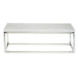 Cerve Collection Chrome Display Riser with Marble Top - 7"H by HUBERT – Metal, Grey, Model 65628+34778