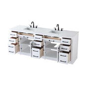 Elegant Kitchen and Bath Alden 84" Double Bathroom Vanity in White by Elegant Lighting – 84" W x 35" H x 22" D, Wood, White, Model VF29784DWH
