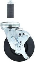 BK Resources 4" Hard Rubber 1" Expanding Stem Swivel Caster for Work Tables with Top Lock Brake, NSF, 300lb Capacity Per Wheel