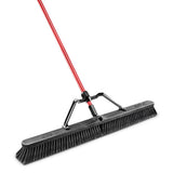 Smooth Surface Heavy Duty Push Broom by LIBMAN COMMERCIAL – Steel handle; plastic fibers, Black/Red, Pack of 3