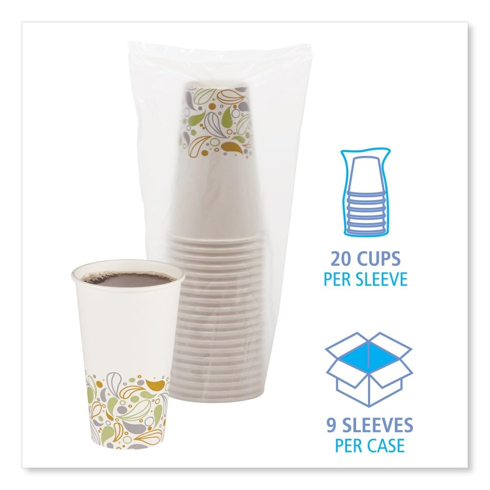 DEER16HCUP Deerfield Printed Paper Hot Cups by Boardwalk – 16 ounces, Paper, Green, Pack of 1000
