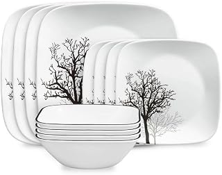 Corelle Timber Shadows Square 12-piece Dinnerware Set, Service for 4