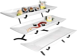 Cal-Mil PP1033-13 Prestige Wide Frame 3 Tier Display, 12" Height, 18" Width, 23" Length, Porcelain, Black